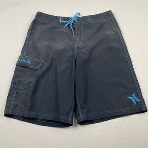 Hurley Boardshorts Swim Trunks Men’s 32 Navy Cargo Pockets Polyester